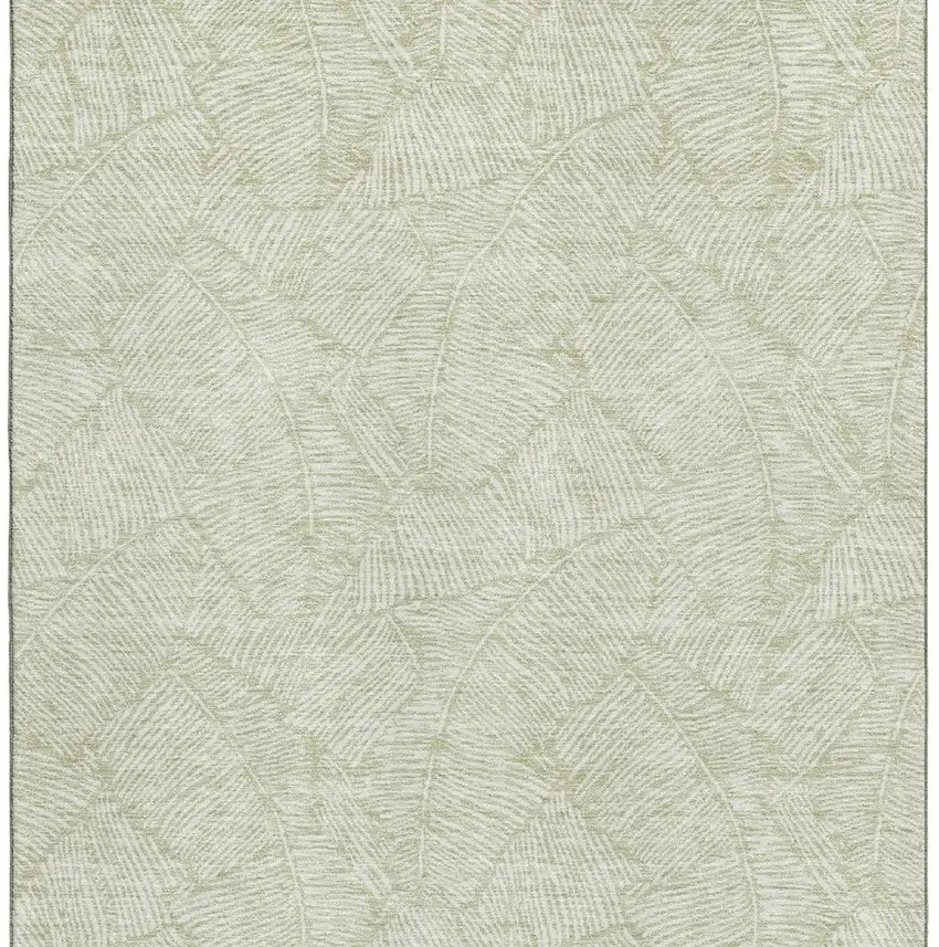 Artichoke Green And Ivory Floral Washable Area Rug With UV Protection Photo 3