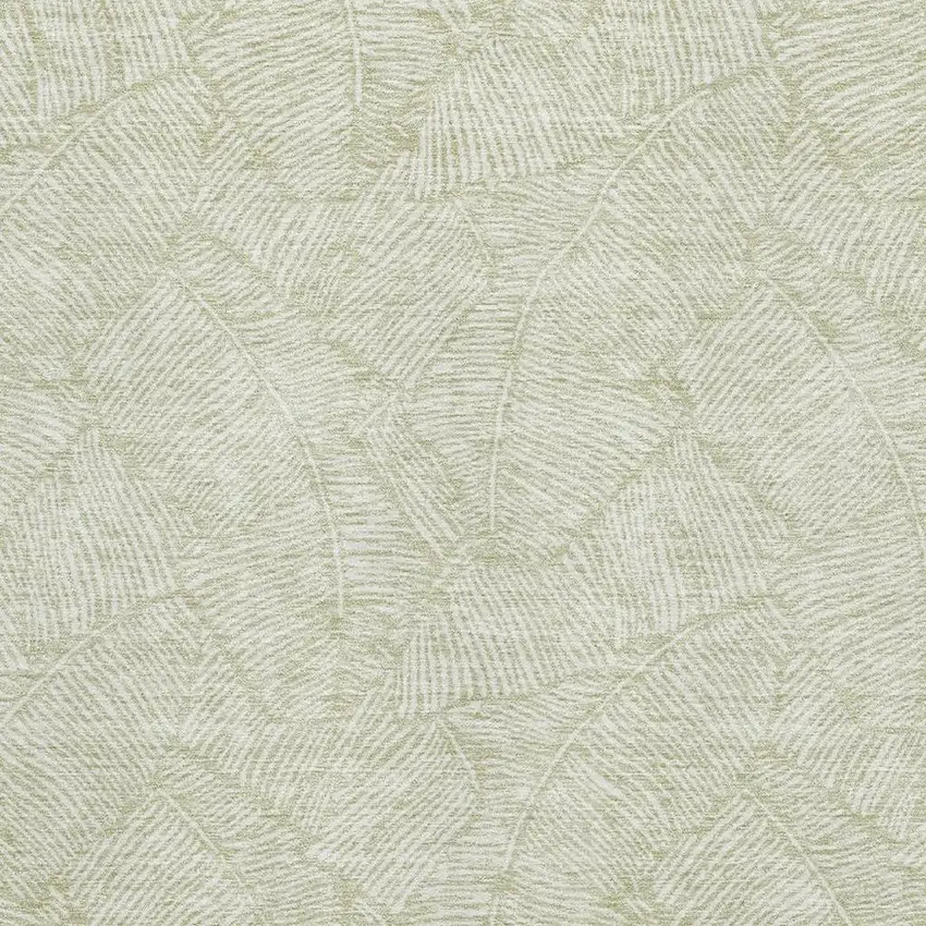 Artichoke Green And Ivory Floral Washable Area Rug With UV Protection Photo 3