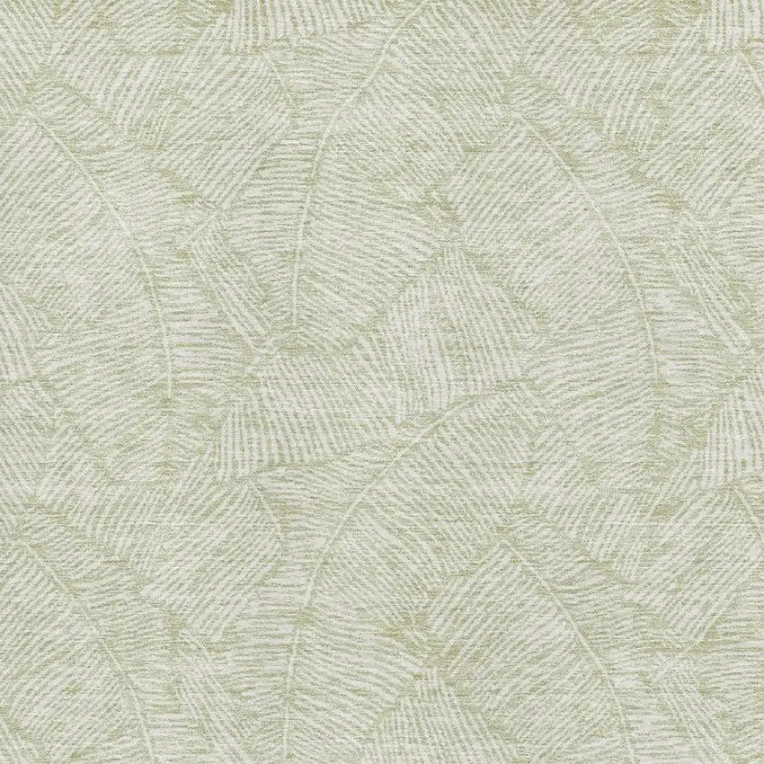 Artichoke Green And Ivory Floral Washable Area Rug With UV Protection Photo 3