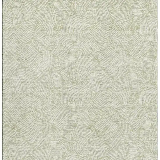 Artichoke Green And Ivory Floral Washable Area Rug With UV Protection Photo 3
