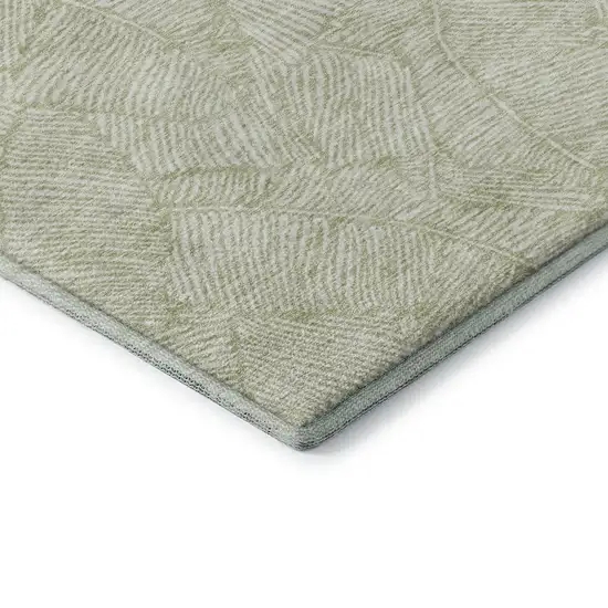 Artichoke Green And Ivory Floral Washable Area Rug With UV Protection Photo 8