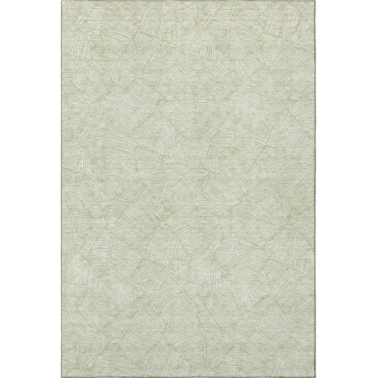 Artichoke Green And Ivory Floral Washable Area Rug With UV Protection Photo 4