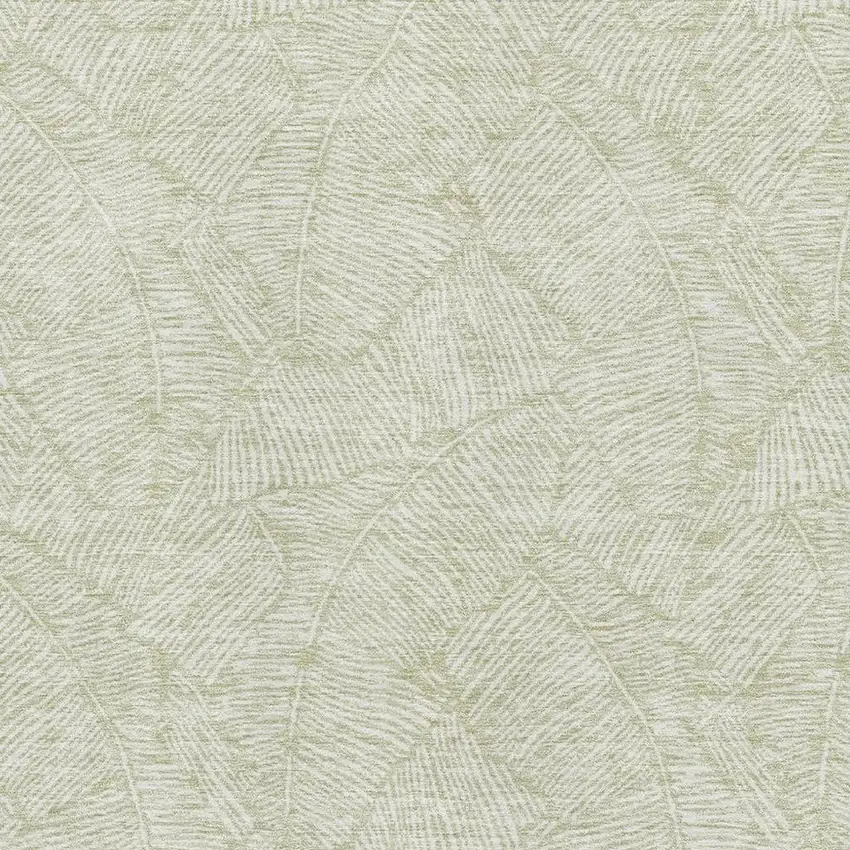 Artichoke Green And Ivory Floral Washable Area Rug With UV Protection Photo 3