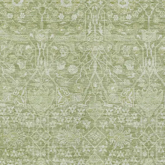 Artichoke Green And Ivory Floral Washable Indoor Outdoor Area Rug Photo 5