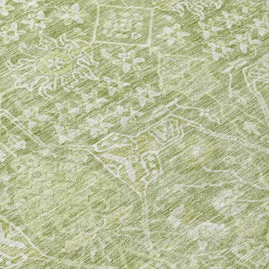 Artichoke Green And Ivory Floral Washable Indoor Outdoor Area Rug Photo 8