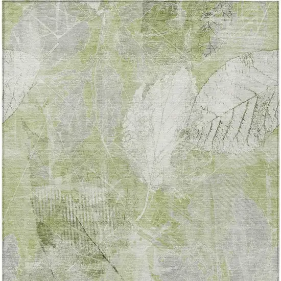 Artichoke Green And Ivory Floral Washable Indoor Outdoor Area Rug Photo 4