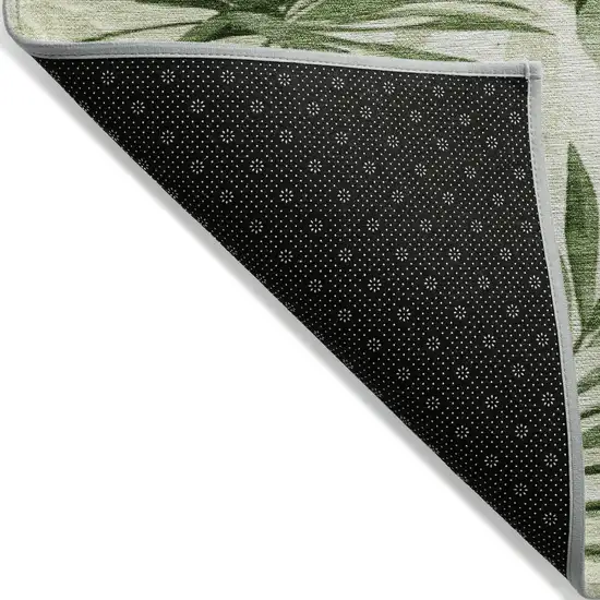Artichoke Green And Ivory Floral Washable Indoor Outdoor Area Rug Photo 8