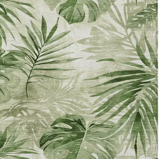 Artichoke Green And Ivory Floral Washable Indoor Outdoor Area Rug Photo 7