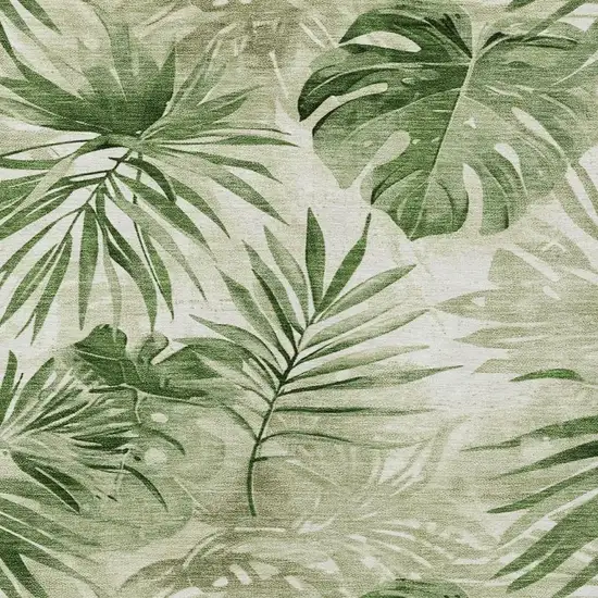 Artichoke Green And Ivory Floral Washable Indoor Outdoor Area Rug Photo 3