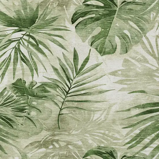 Artichoke Green And Ivory Floral Washable Indoor Outdoor Area Rug Photo 6
