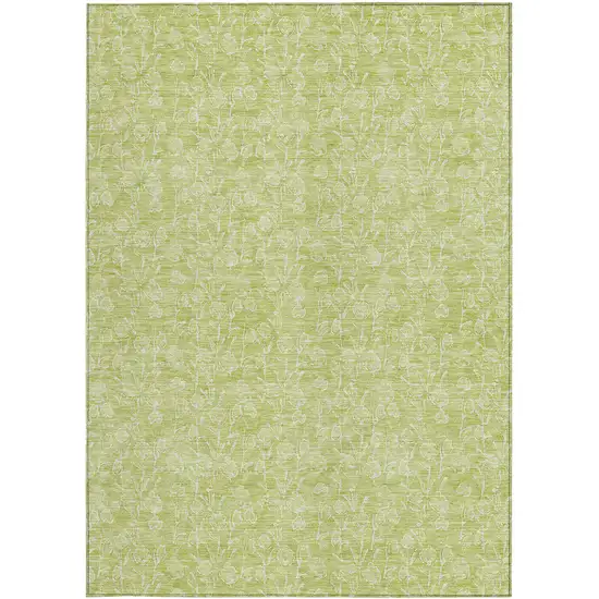 Artichoke Green And Ivory Floral Washable Indoor Outdoor Area Rug Photo 6