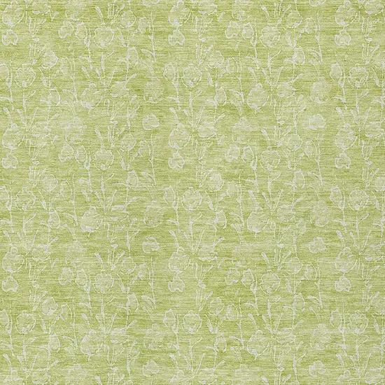 Artichoke Green And Ivory Floral Washable Indoor Outdoor Area Rug Photo 5