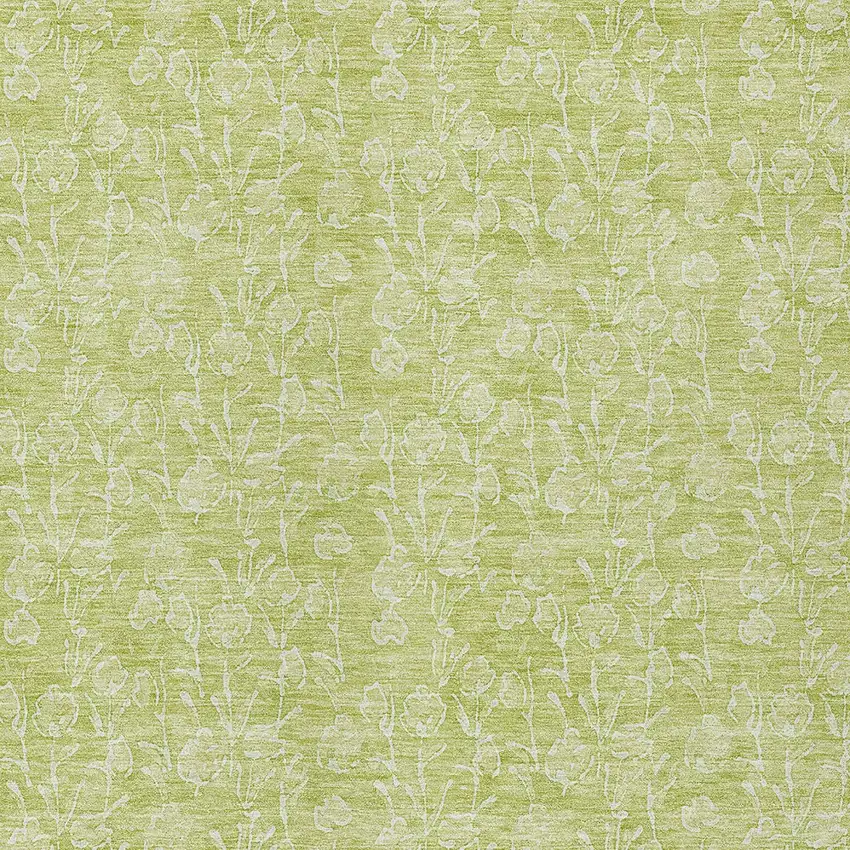 Artichoke Green And Ivory Floral Washable Indoor Outdoor Area Rug Photo 5