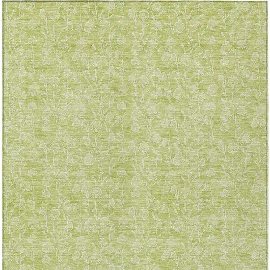 Artichoke Green And Ivory Floral Washable Indoor Outdoor Area Rug Photo 6