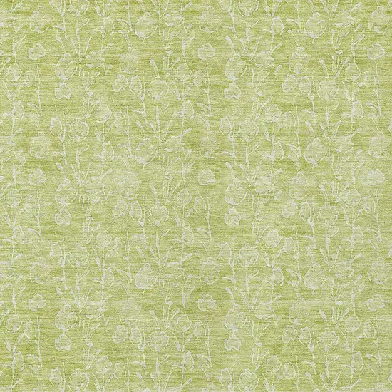 Artichoke Green And Ivory Floral Washable Indoor Outdoor Area Rug Photo 5