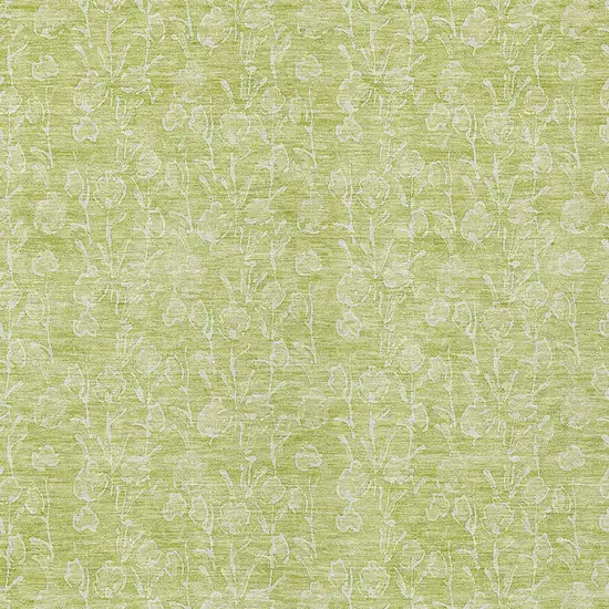Artichoke Green And Ivory Floral Washable Indoor Outdoor Area Rug Photo 5