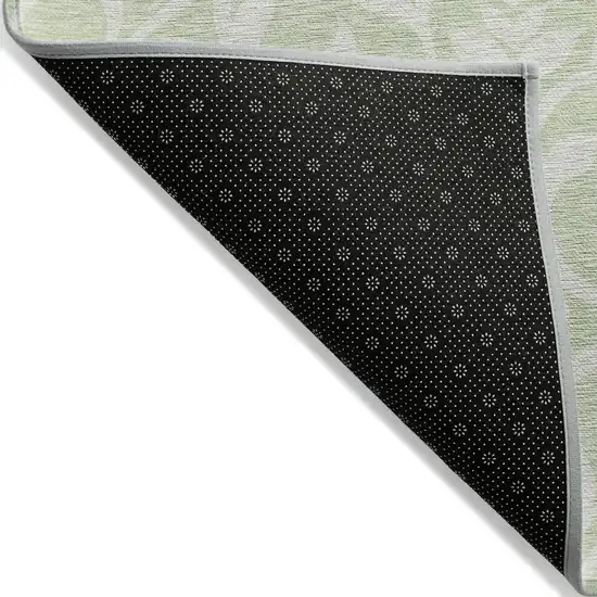 Artichoke Green And Ivory Floral Washable Indoor Outdoor Area Rug Photo 4