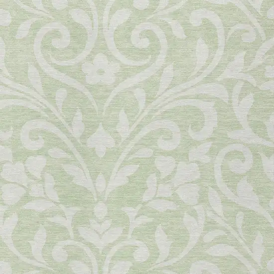 Artichoke Green And Ivory Floral Washable Indoor Outdoor Area Rug Photo 6