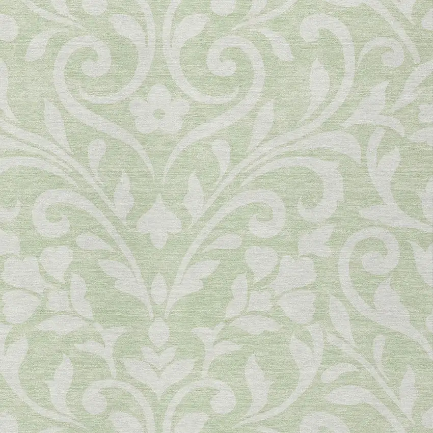 Artichoke Green And Ivory Floral Washable Indoor Outdoor Area Rug Photo 6