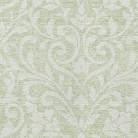 Artichoke Green And Ivory Floral Washable Indoor Outdoor Area Rug Photo 6