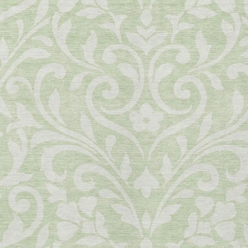 Artichoke Green And Ivory Floral Washable Indoor Outdoor Area Rug Photo 6