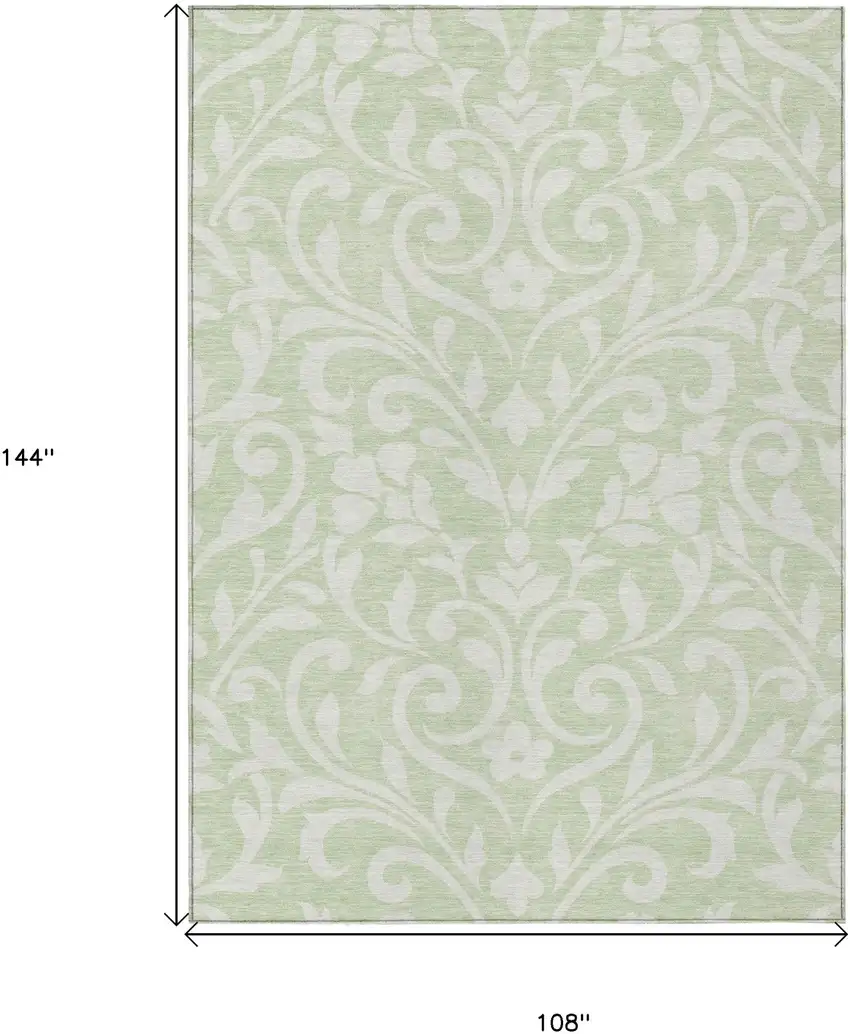 Artichoke Green And Ivory Floral Washable Indoor Outdoor Area Rug Photo 3