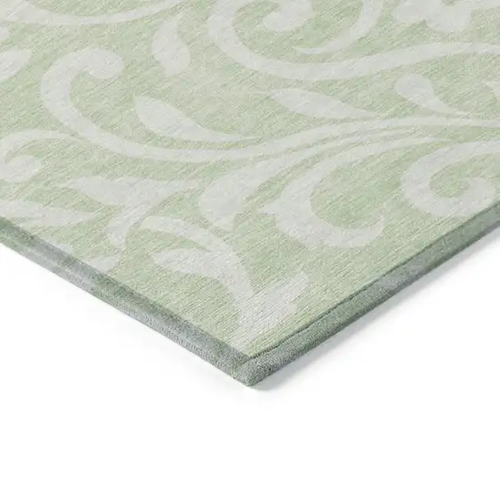 Artichoke Green And Ivory Floral Washable Indoor Outdoor Area Rug Photo 5