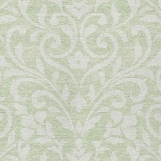 Artichoke Green And Ivory Floral Washable Indoor Outdoor Area Rug Photo 6