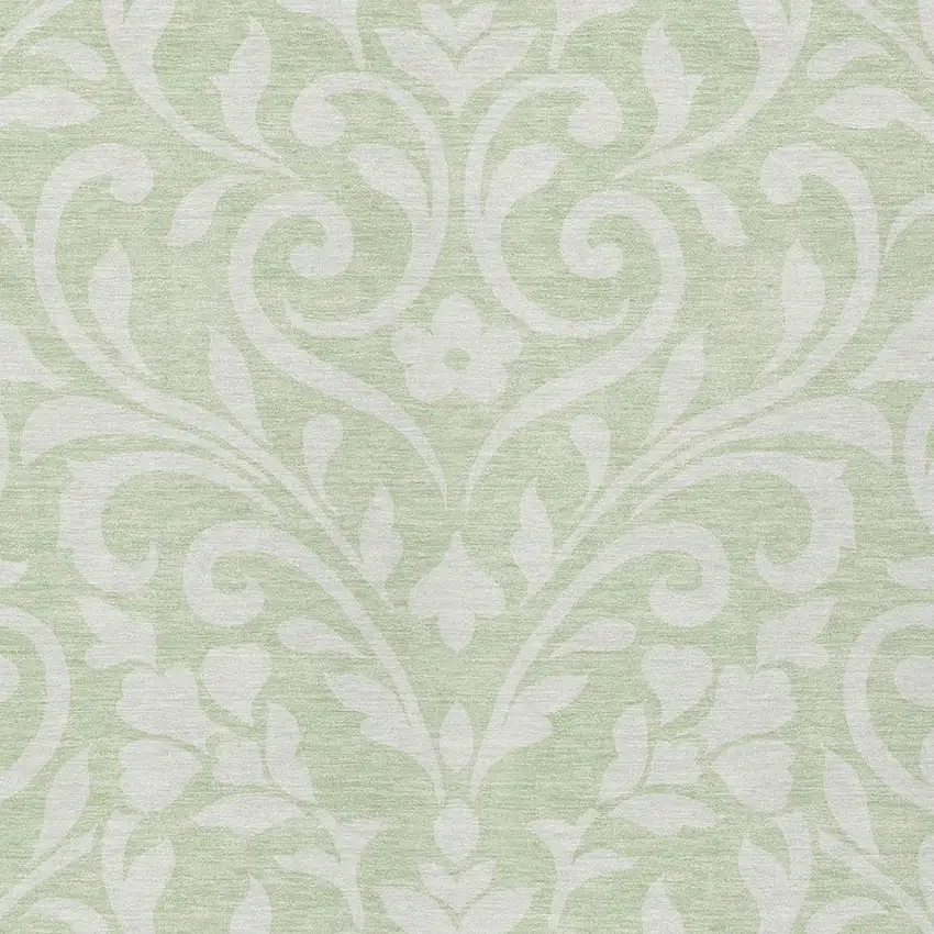 Artichoke Green And Ivory Floral Washable Indoor Outdoor Area Rug Photo 6