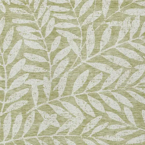 Artichoke Green And Ivory Floral Washable Indoor Outdoor Area Rug Photo 6