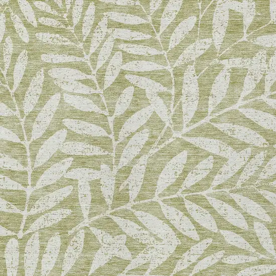 Artichoke Green And Ivory Floral Washable Indoor Outdoor Area Rug Photo 6