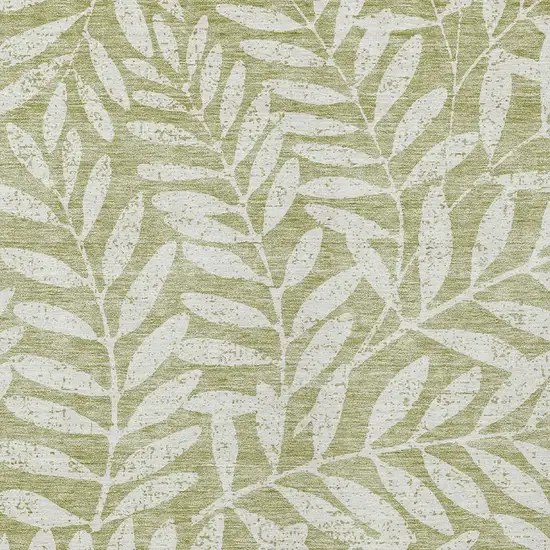 Artichoke Green And Ivory Floral Washable Indoor Outdoor Area Rug Photo 6