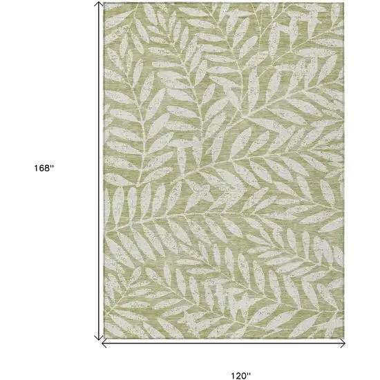 Artichoke Green And Ivory Floral Washable Indoor Outdoor Area Rug Photo 3