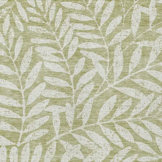 Artichoke Green And Ivory Floral Washable Indoor Outdoor Area Rug Photo 6