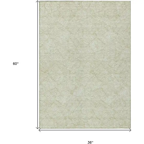 Artichoke Green And Ivory Floral Washable Indoor Outdoor Area Rug Photo 3