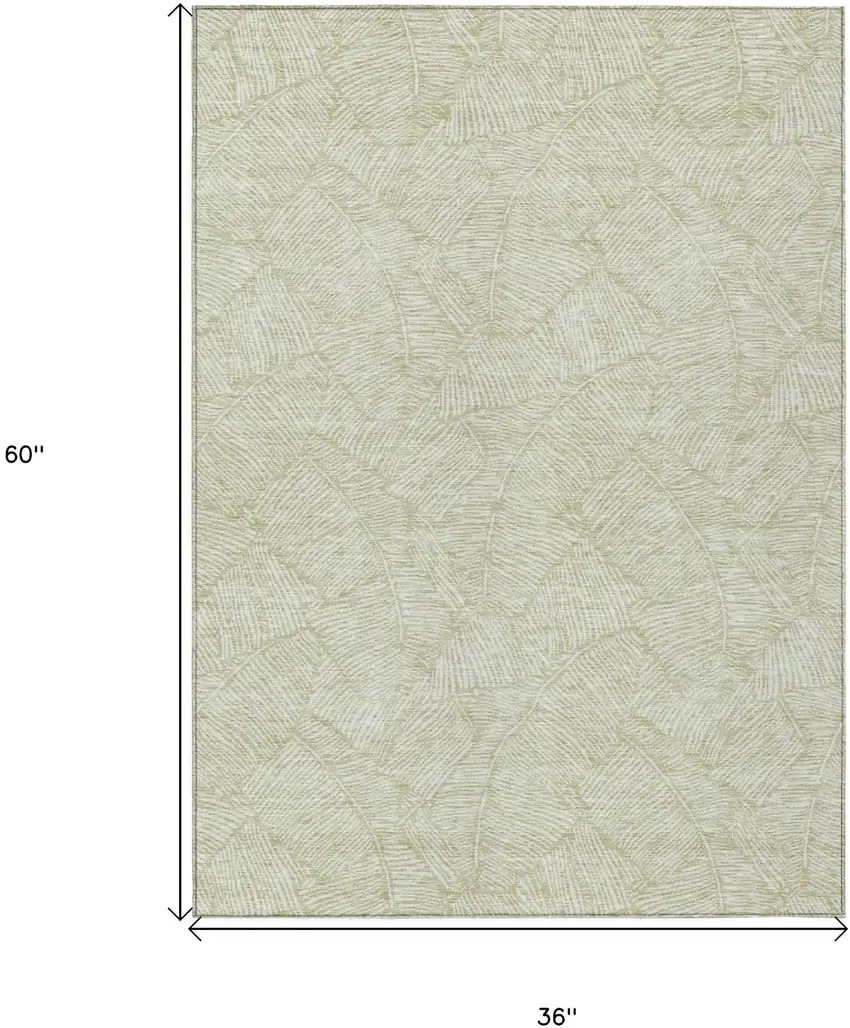 Artichoke Green And Ivory Floral Washable Indoor Outdoor Area Rug Photo 3