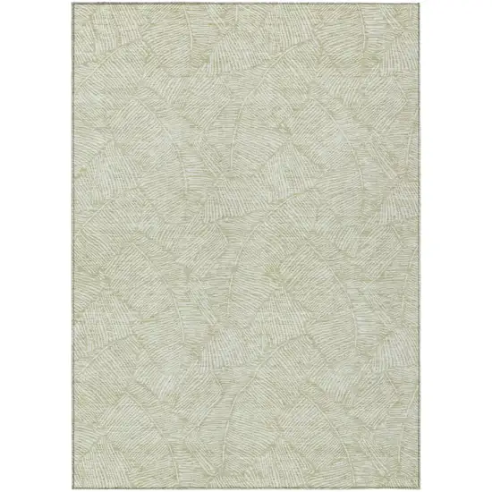Artichoke Green And Ivory Floral Washable Indoor Outdoor Area Rug Photo 2