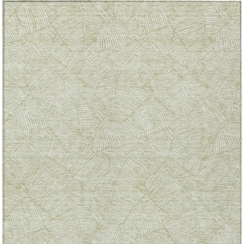 Artichoke Green And Ivory Floral Washable Indoor Outdoor Area Rug Photo 6