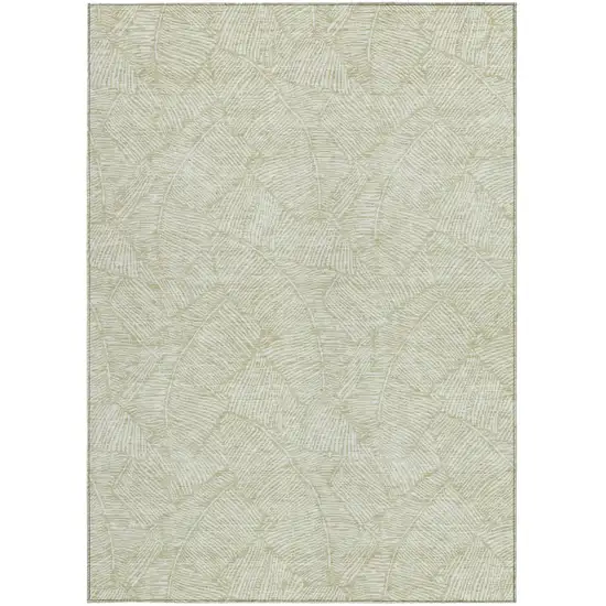 Artichoke Green And Ivory Floral Washable Indoor Outdoor Area Rug Photo 7