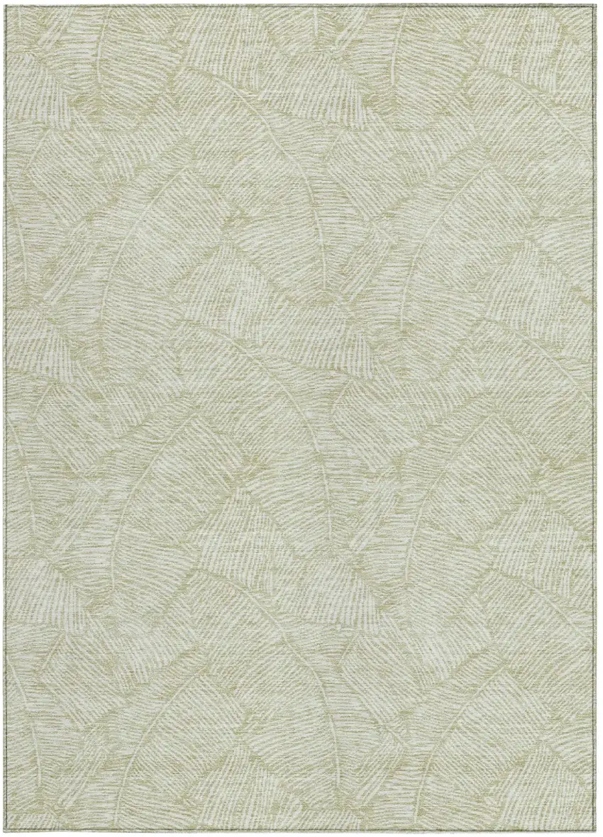 Artichoke Green And Ivory Floral Washable Indoor Outdoor Area Rug Photo 7