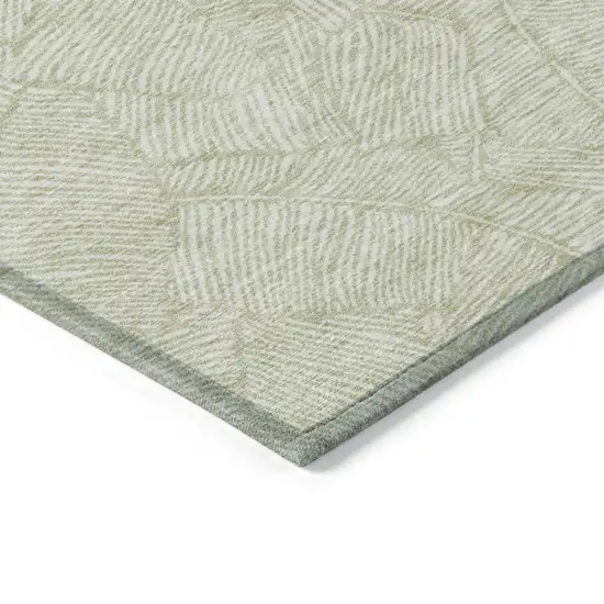 Artichoke Green And Ivory Floral Washable Indoor Outdoor Area Rug Photo 5