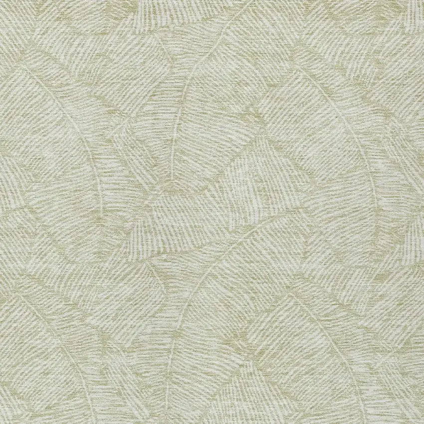 Artichoke Green And Ivory Floral Washable Indoor Outdoor Area Rug Photo 6