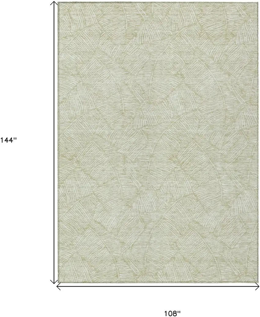 Artichoke Green And Ivory Floral Washable Indoor Outdoor Area Rug Photo 3