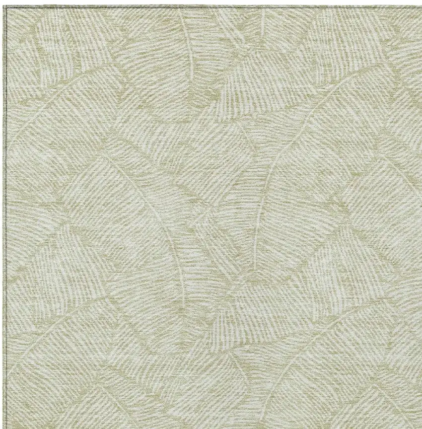 Artichoke Green And Ivory Floral Washable Indoor Outdoor Area Rug Photo 6