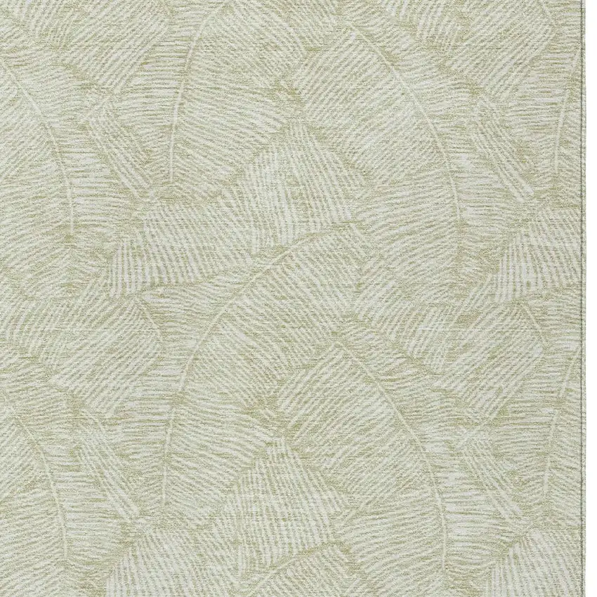 Artichoke Green And Ivory Floral Washable Indoor Outdoor Area Rug Photo 6