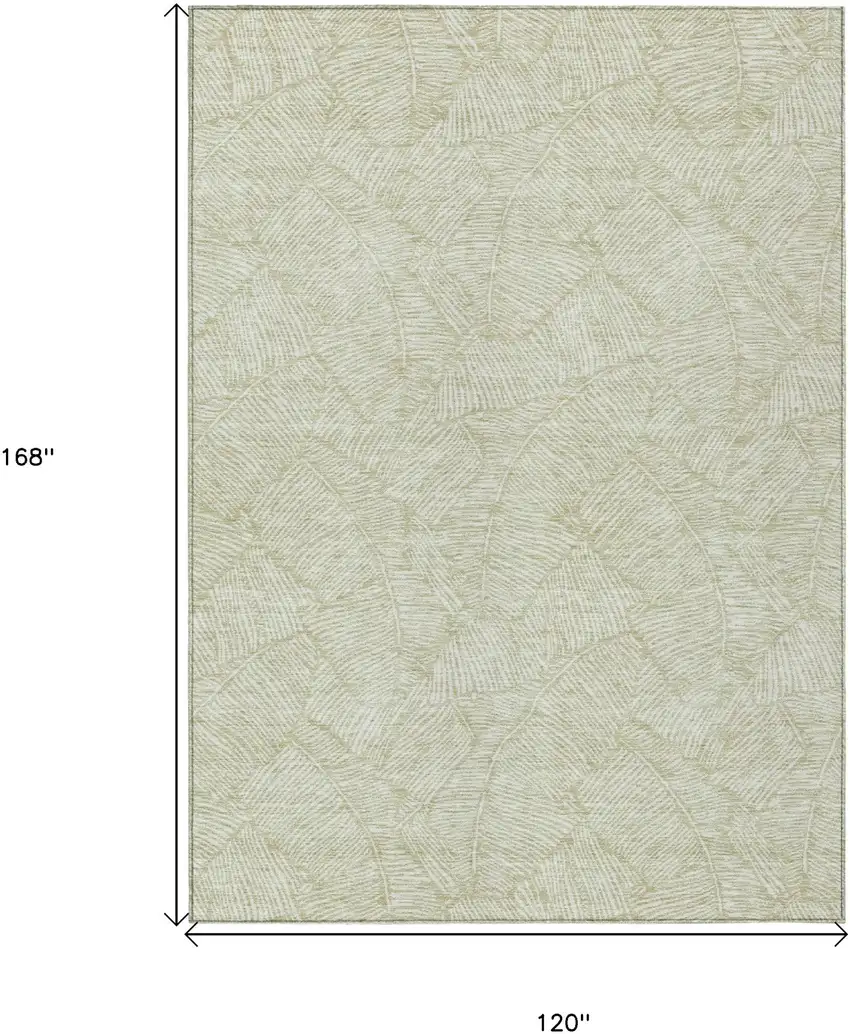 Artichoke Green And Ivory Floral Washable Indoor Outdoor Area Rug Photo 3