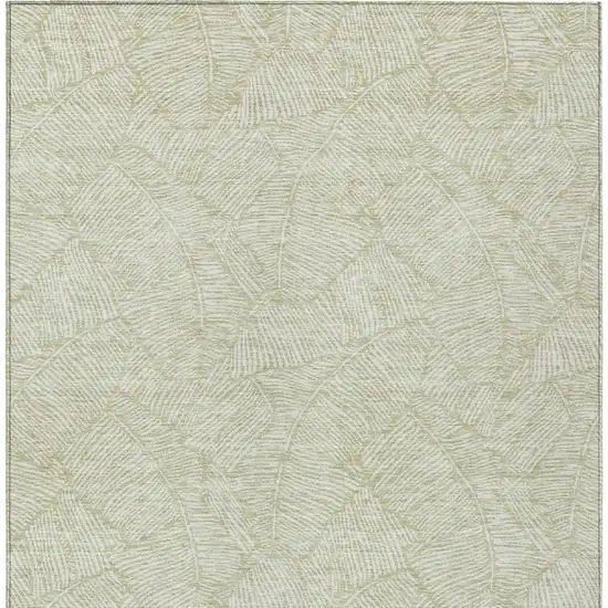 Artichoke Green And Ivory Floral Washable Indoor Outdoor Area Rug Photo 7