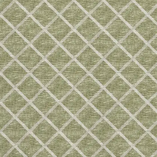 Artichoke Green And Ivory Geometric Washable Area Rug With UV Protection Photo 4