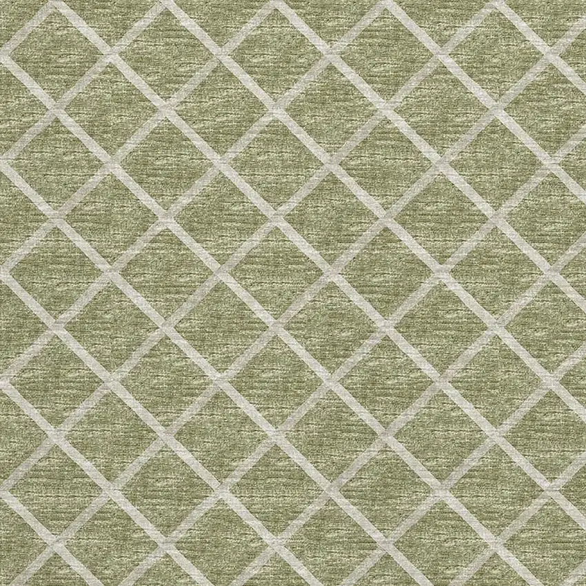 Artichoke Green And Ivory Geometric Washable Area Rug With UV Protection Photo 4