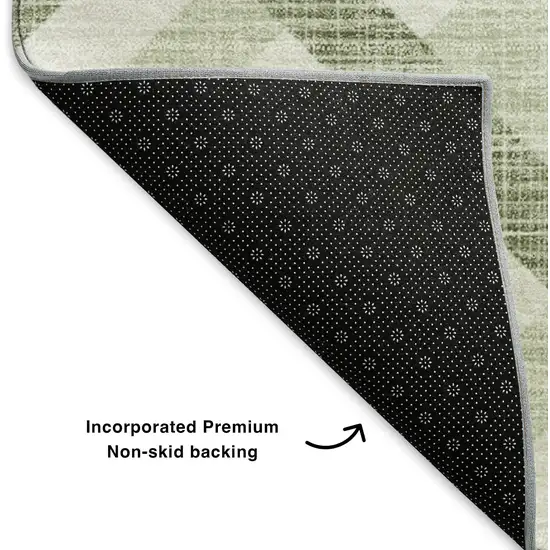 Artichoke Green And Ivory Geometric Washable Area Rug With UV Protection Photo 6